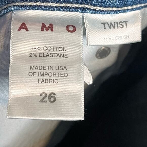 AMO Twist in Girl Crush Ankle Slit Jeans 25 Slim | Mid Rise Lightly Distressed - Picture 6 of 6